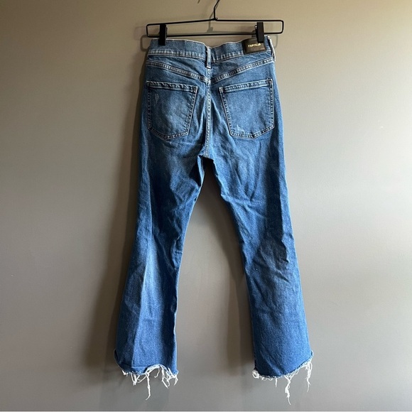Express Distressed Blue Mid rise Flare Jeans - Picture 3 of 11